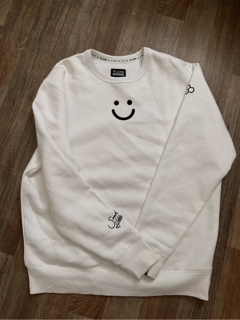 White Smiley Crewneck Sweatshirt -